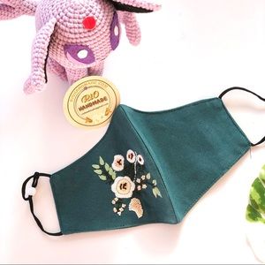 Camellia Hand embroidered linen face mask